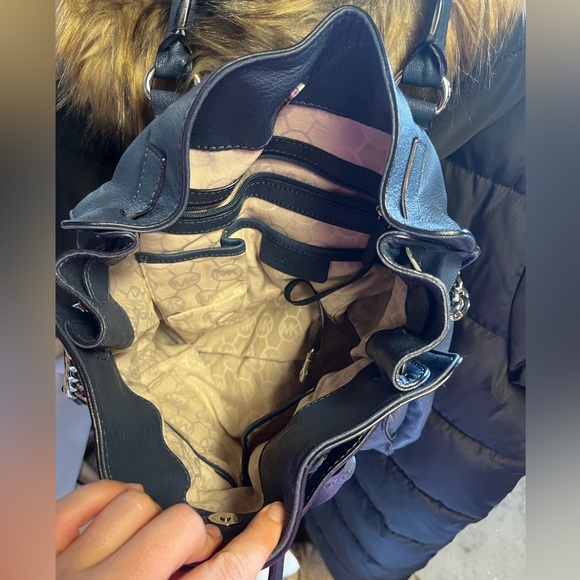 Michael Kors Blue Leather Satchel Purse - Picture 2 of 3